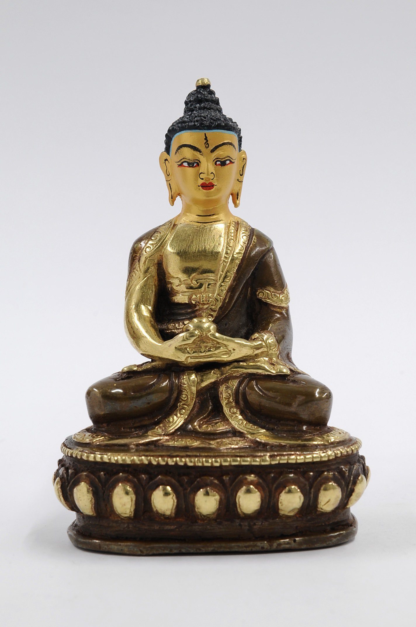 Statue Amitabha, teilvergoldet, Höhe 10 cm