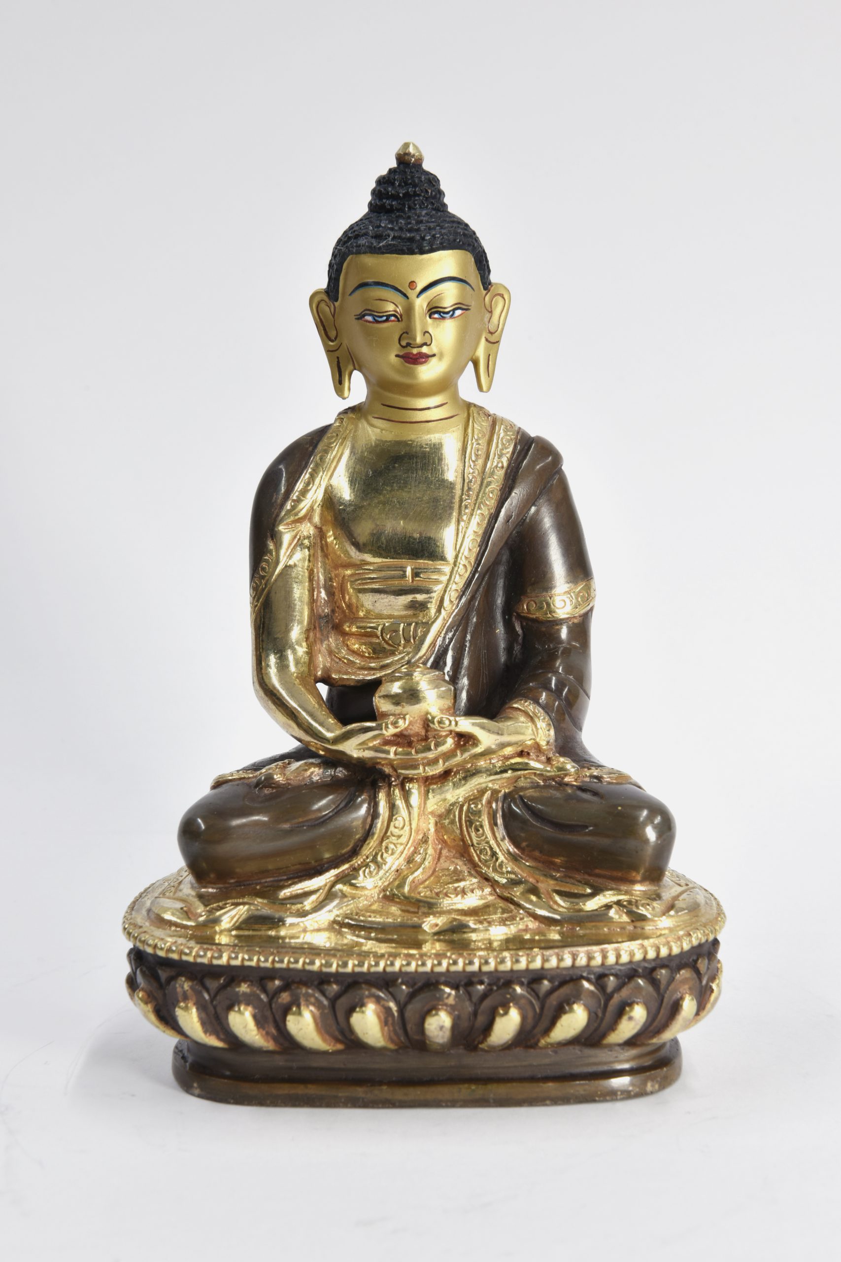 Statue Amitabha, teilvergoldet, Höhe 14,5 cm