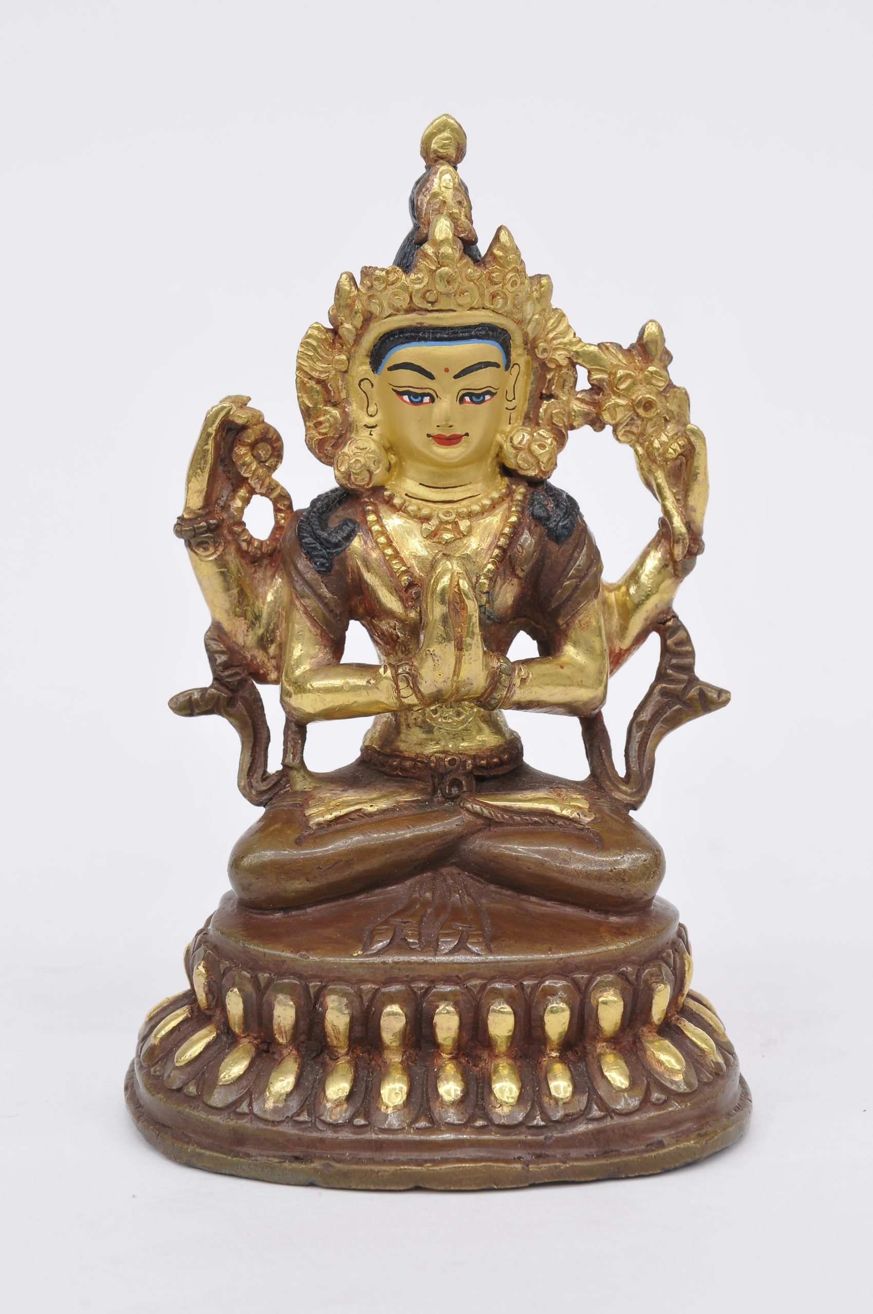 Statue Avalokiteshvara, teilvergoldet, Höhe 10 cm