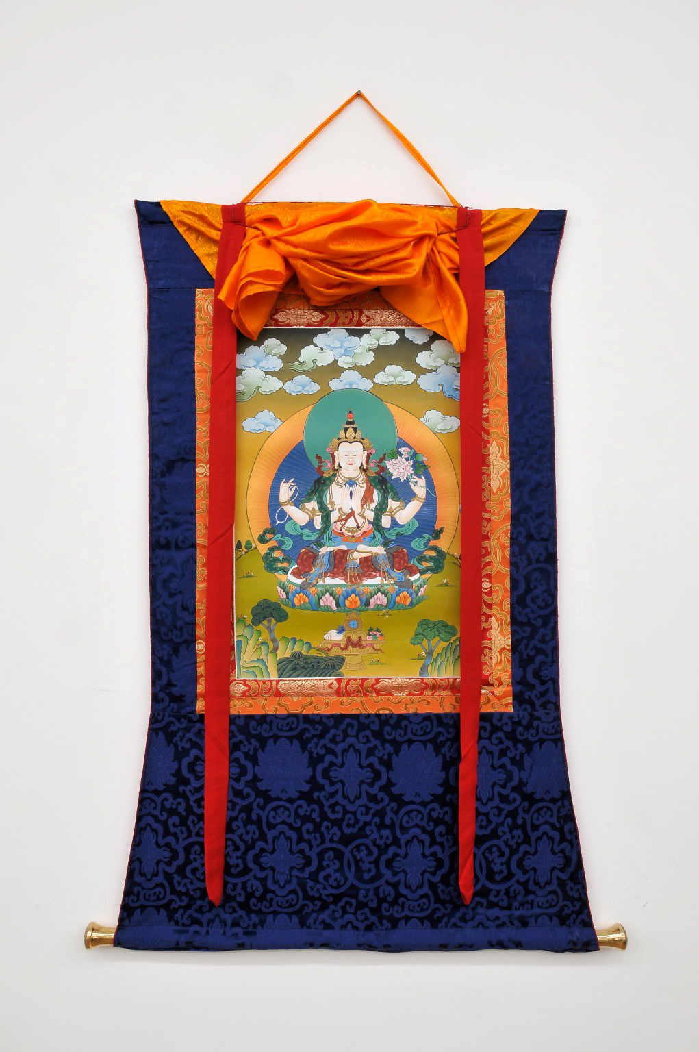 Thangka Chenrezig, eingenäht in Brokat - Image 2