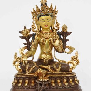 Statue Grüne Tara, teilvergoldet, Höhe 33 cm