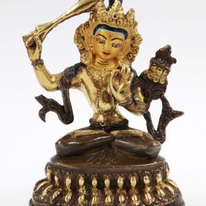 Statue Manjushri, teilvergoldet, Höhe 10 cm