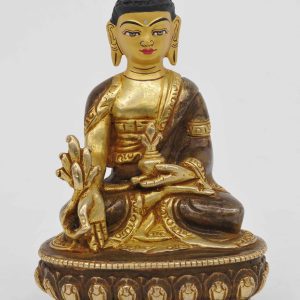 Statue Medizinbuddha, teilvergoldet, Höhe 10,5 cm