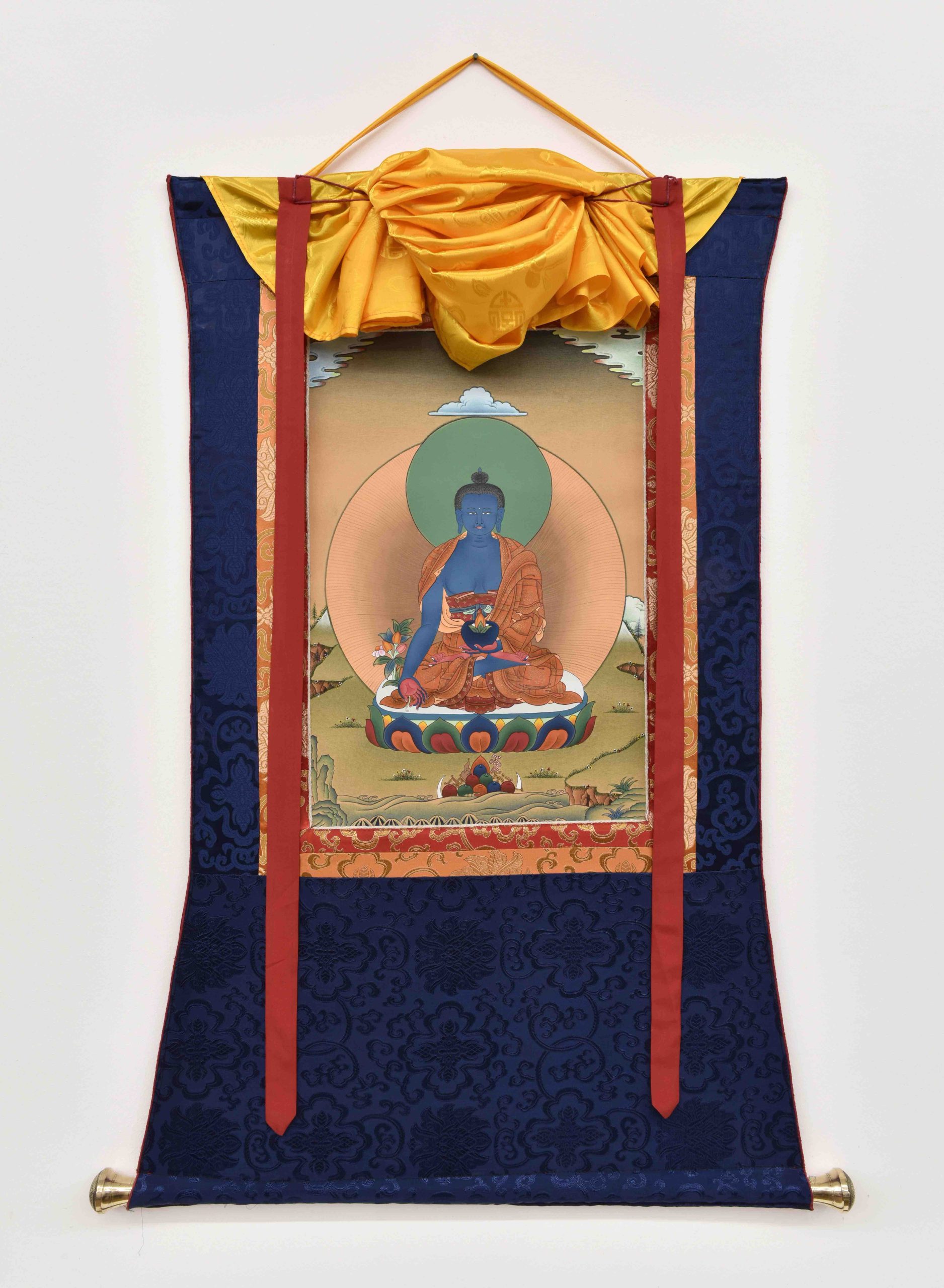 Thangka Medizinbuddha, eingenäht in Brokat - Image 2