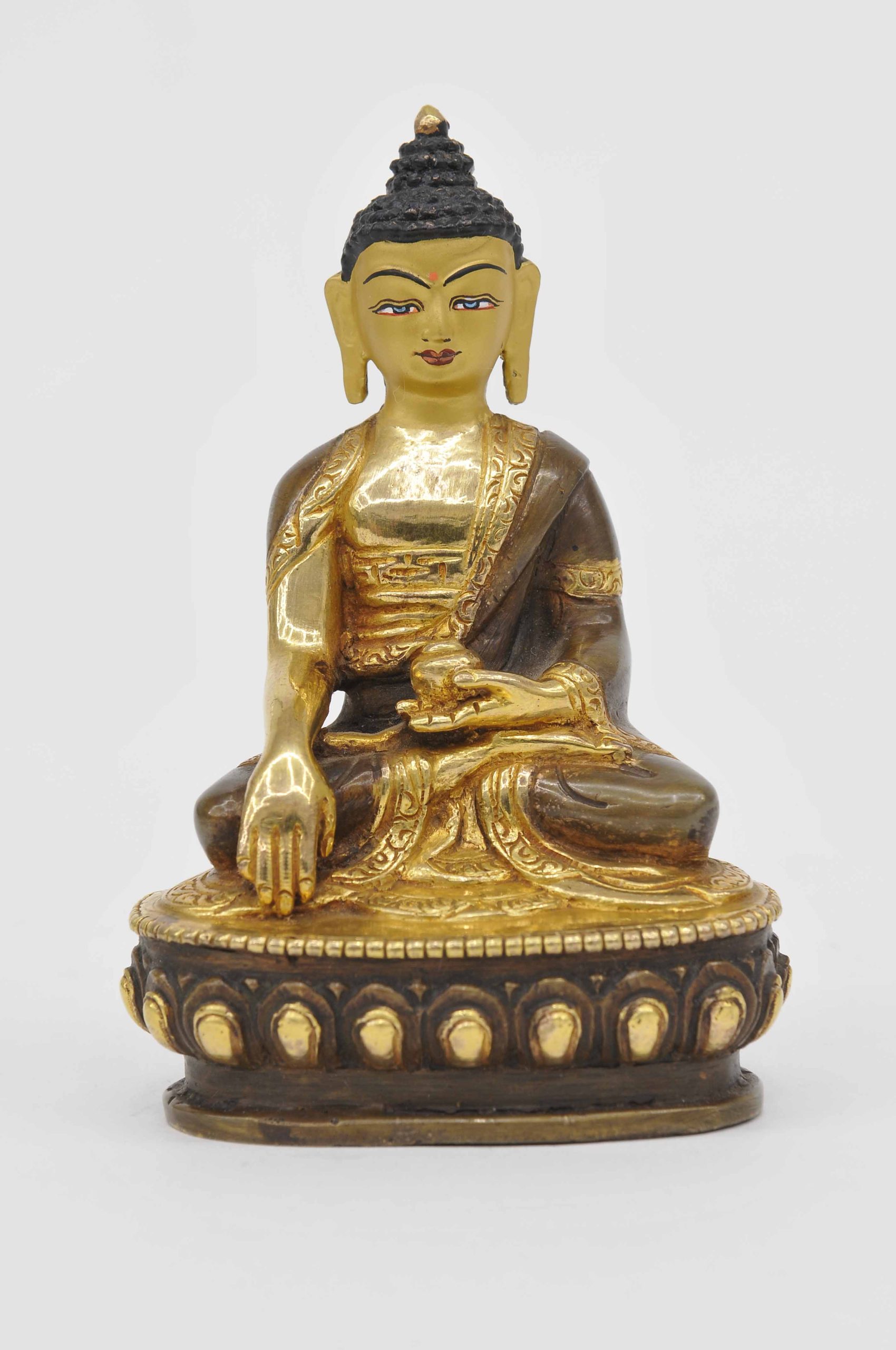 Statue Shakyamuni Buddha, teilvergoldet, Höhe 10,5 cm
