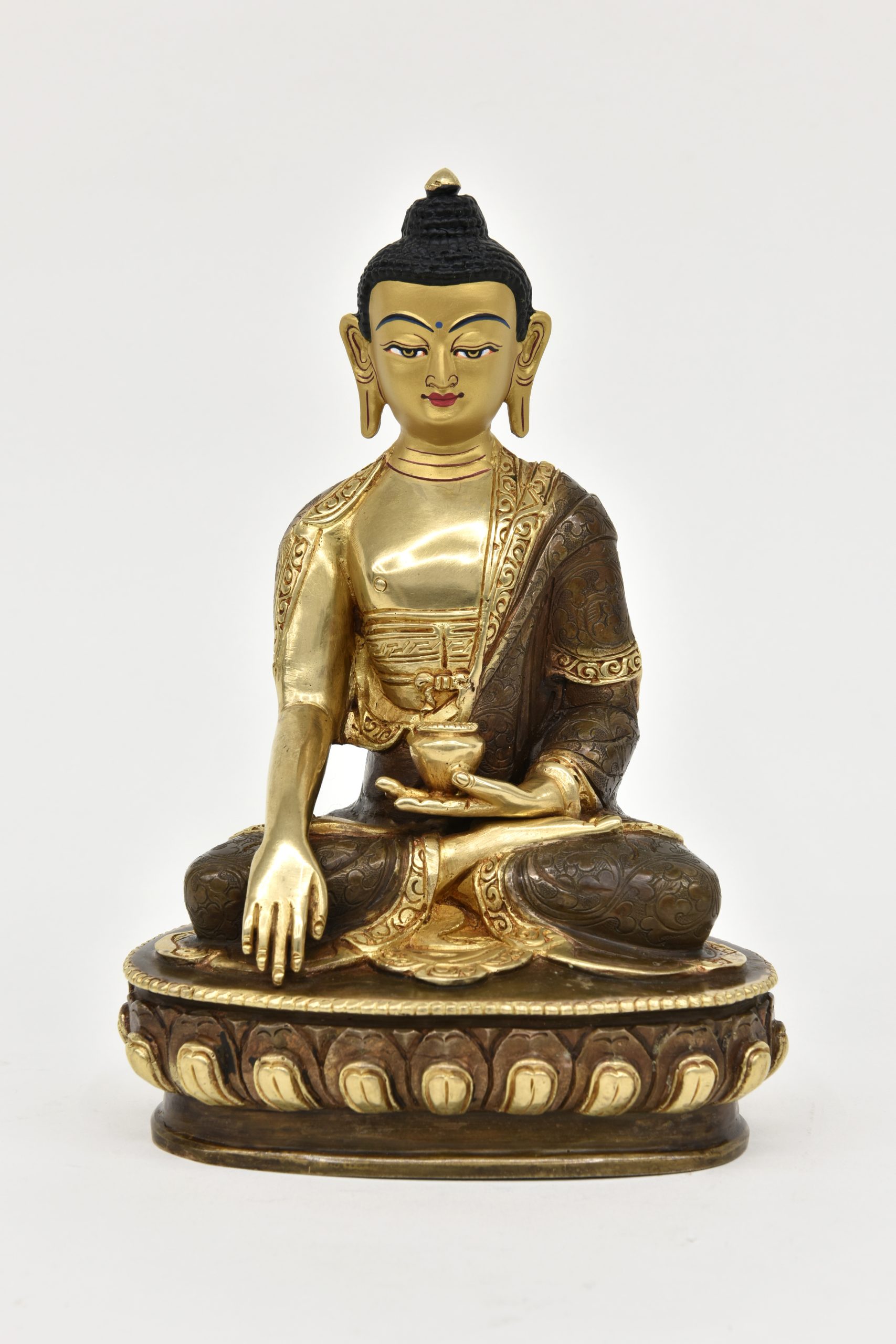 Statue Shakyamuni Buddha, teilvergoldet, Höhe 20,5 cm