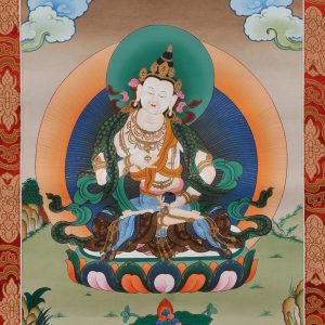 Thangka Vajrasattva, eingenäht in Brokat